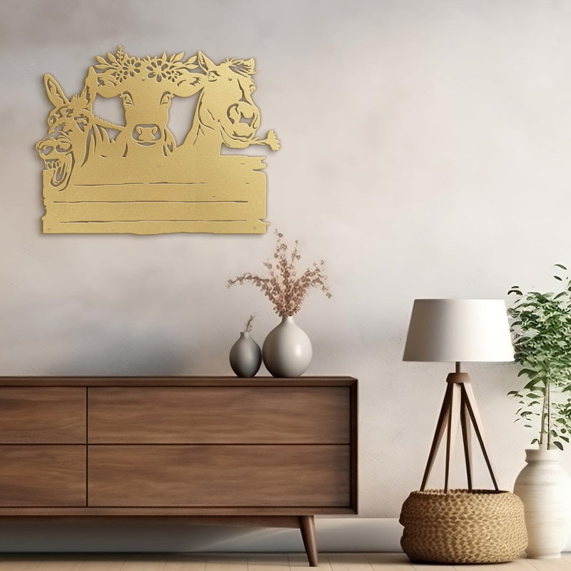 Décoration murale en métal, H 24 po x l 36 po x P 0,05 po, Or