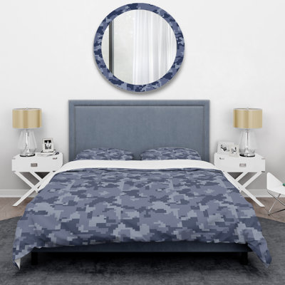 Trendy Navy Camouflage - Abstract Duvet Cover Set - Microfiber Polyester