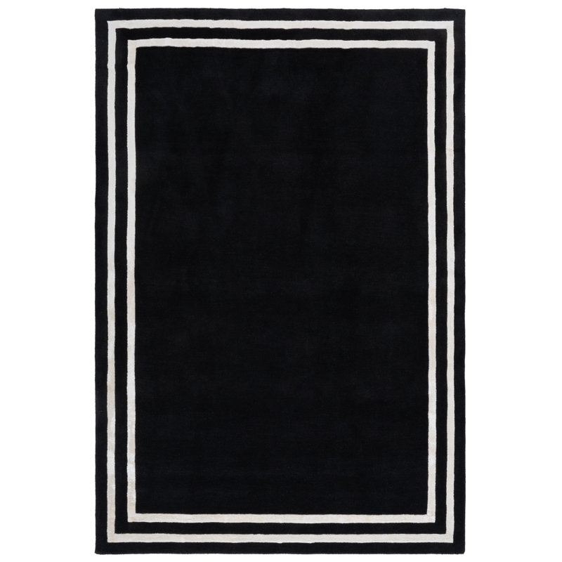 Lauren Ralph Lauren 6953 Hand Tufted Wool; Viscose Geometric Rug in Charcoal/Ivory, Rectangle 8' x 10'