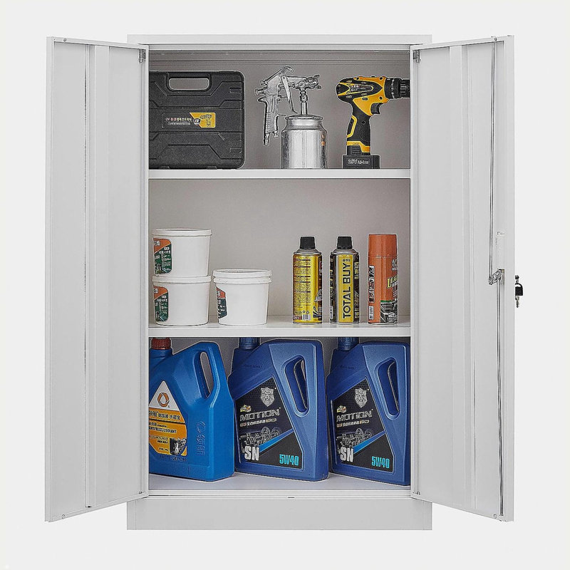 Armoire de rangement pliante en métal blanc, classeur pliant, armoire de rangement avec serrures de porte et tablettes réglables, convient comme armoire de rangement pliante pour la maison, le bureau, l'école et le garage