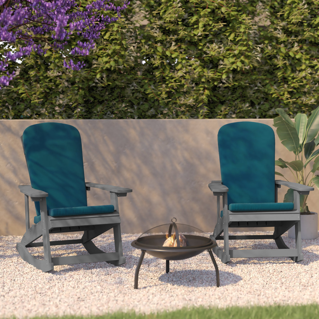 Indoor/Outdoor Rocking Adirondack Chairs with Cushions (Set of 2) Sunside Sails 