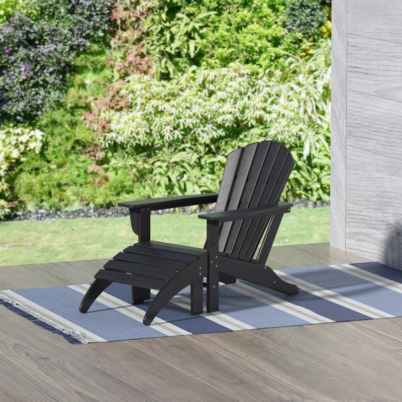 Ensemble de chaise Adirondack en plastique avec repose-pieds Altura, Noir