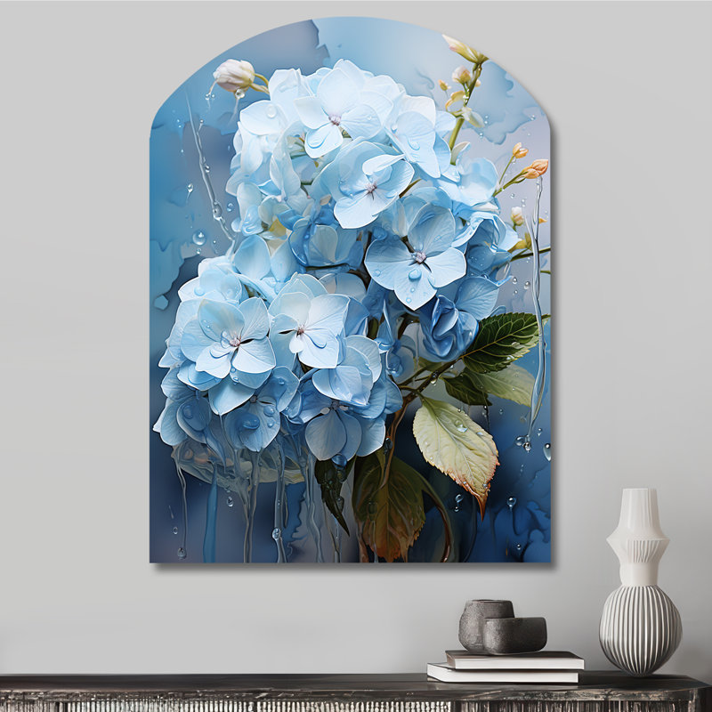 Fortin - Hydrangea asymétrique, art mural en métal, arche traditionnelle, H 34 po x l 25 po
