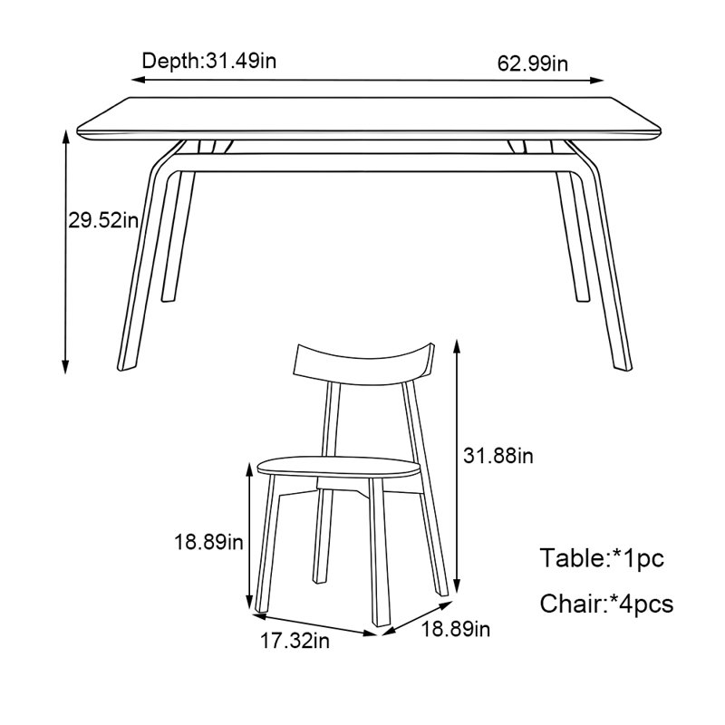 Ensemble de tables rectangulaires Light Luxury, H 29,52 po x L 62,99 po x l 31,49 po