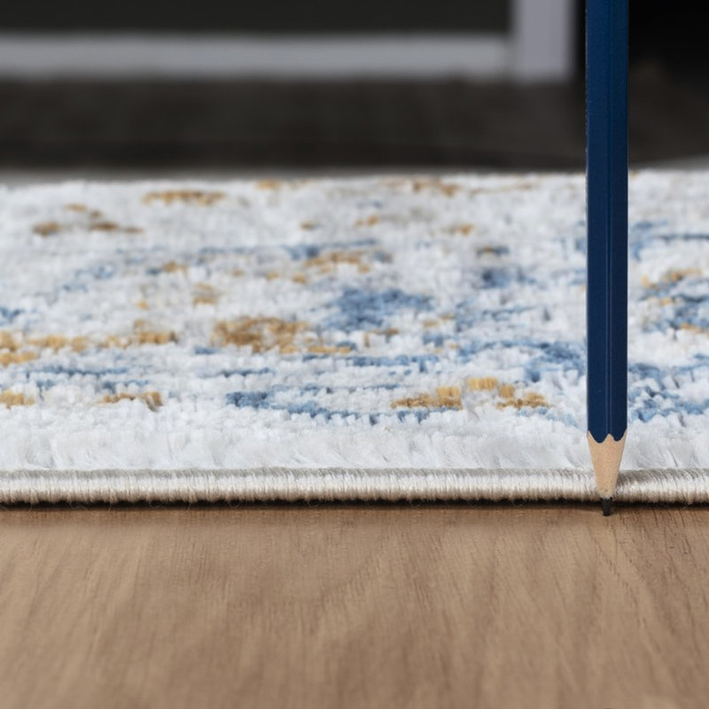 5 pi 3 po Tapis X 7 Legacy Gccam8004, blanc, avec taches et usure, avec envers en coton, pour une chambre paisible