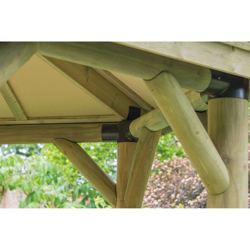 6.3m x 4.9m Wooden Gazebo with Timber Roof with Installation Service
