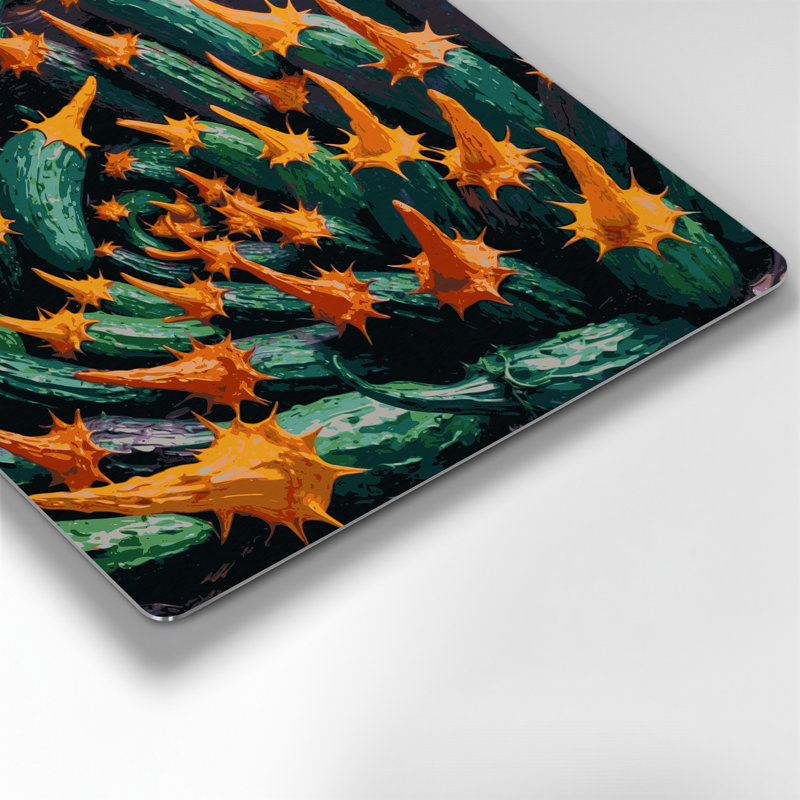 Art mural noir en forme de fruit, concombre cornu africain, H 32 po x l 32 po
