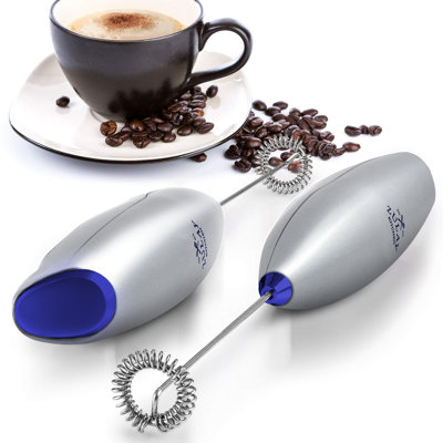 Zulay Kitchen Milk Frother with Stand Handheld Electric Whisk for Coffee Latte and Matcha