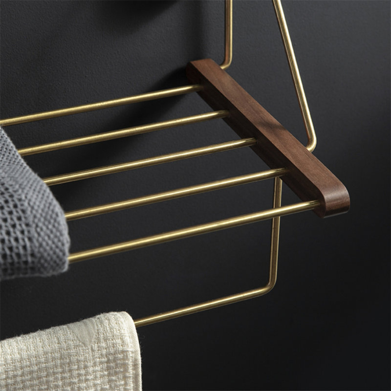 Walnut Bathroom Towel Shelf, 9.05" H x 20.86" W x 0.98" D