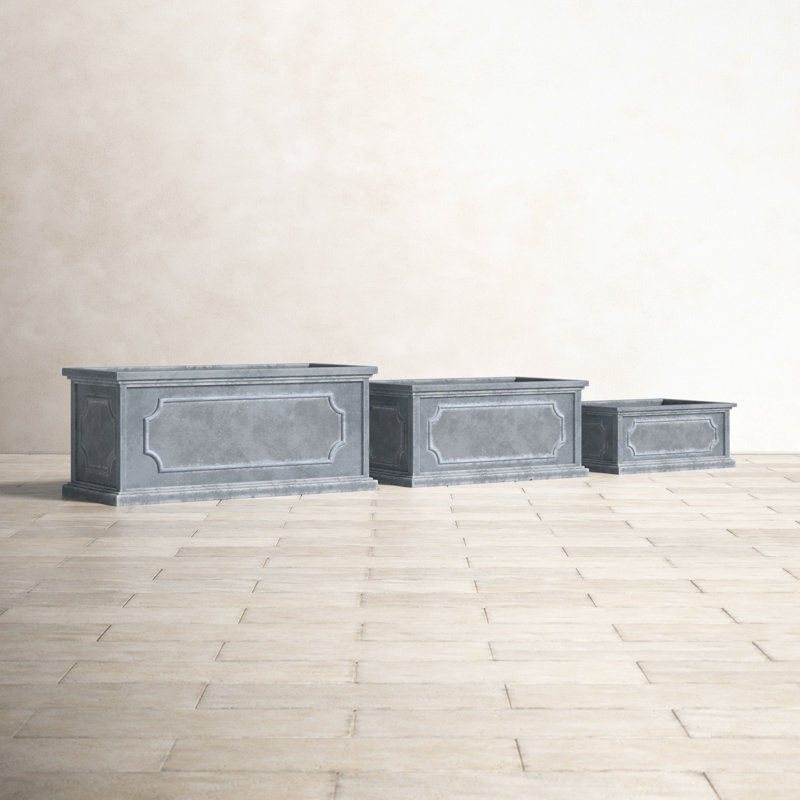 Ericson Handmade Window Box Planter - Set of 3, Lead Lite, 17" H x 39.5" W x 17.75" D