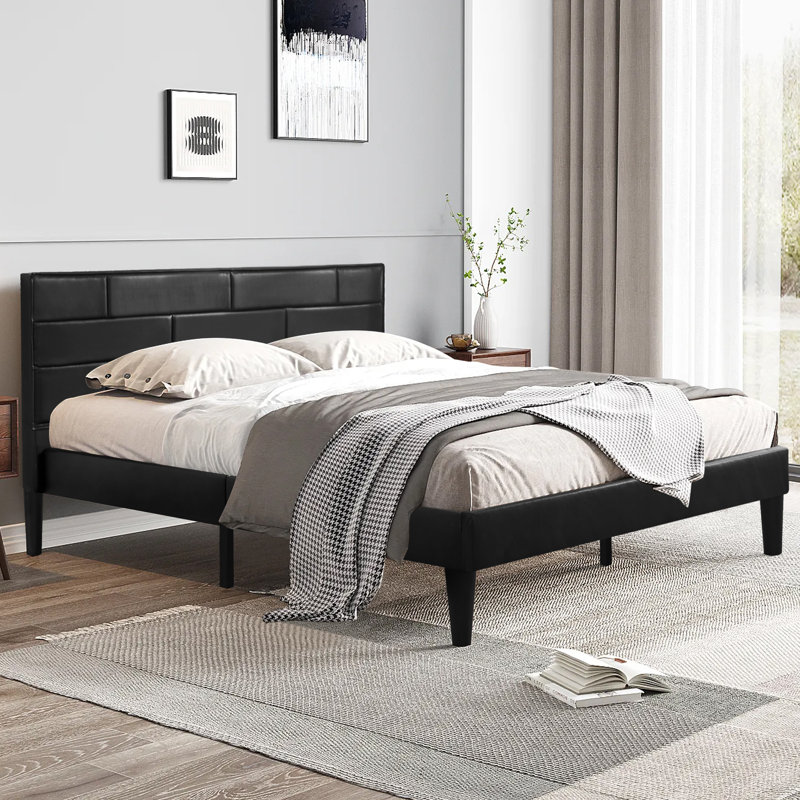 Edo Modern Upholstered Bed Frame, Queen