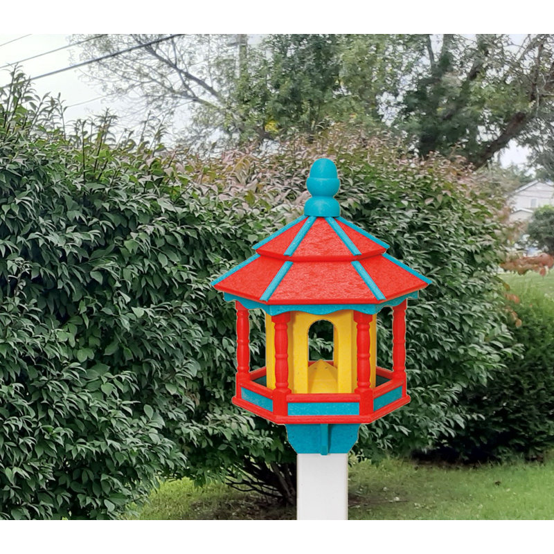Mangeoire d’oiseau tubulaire arbyrd, Rouge / jaune sarcelle