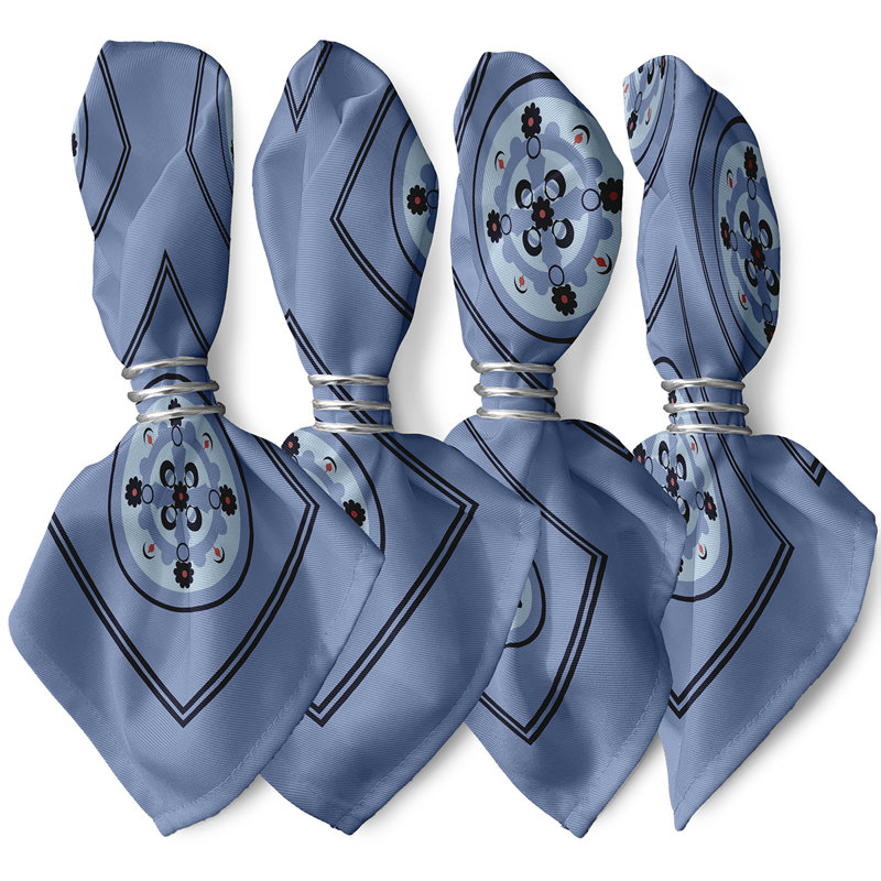 Ensemble de serviettes 4 pièces Souihla, L 18 po x L 18 po, Bleu pâle / Marine