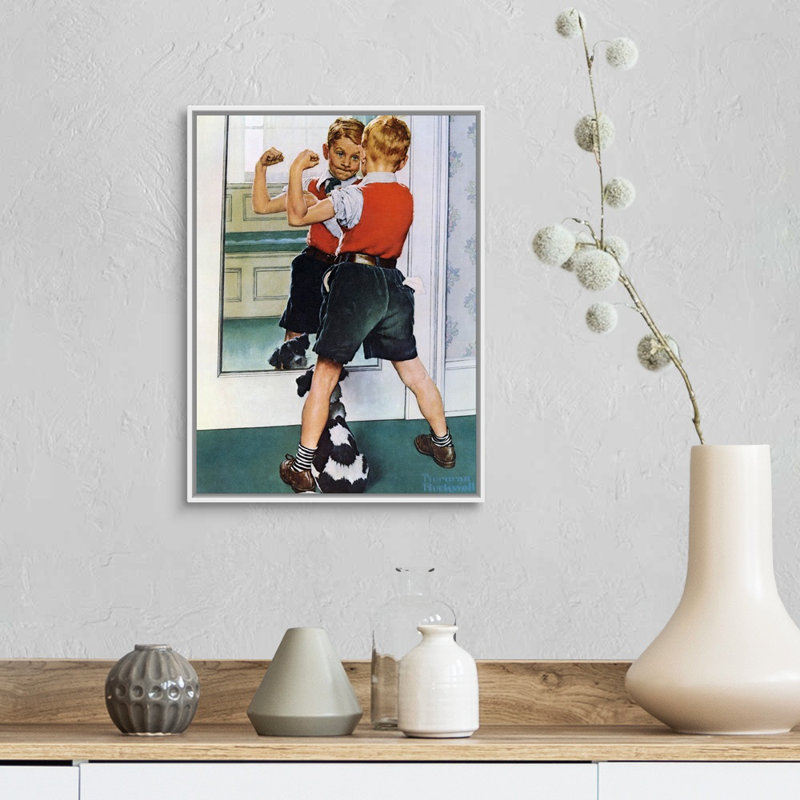 Art mural sur toile The Muscleman, Cadre flottant blanc, H 18 po x l 14 po x P 1,75 po