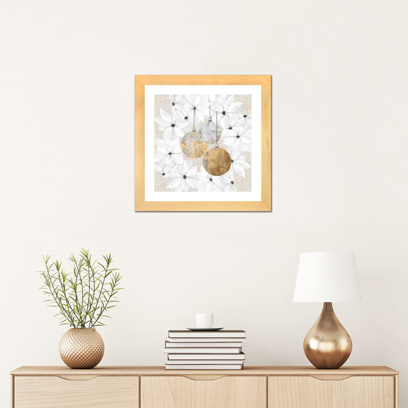 «Soph sophistiqué Noël III» par Grace Popp - impression, Blanc, H 16 po x l 16 po x p 1 po, Toile avec cadre en bois beige