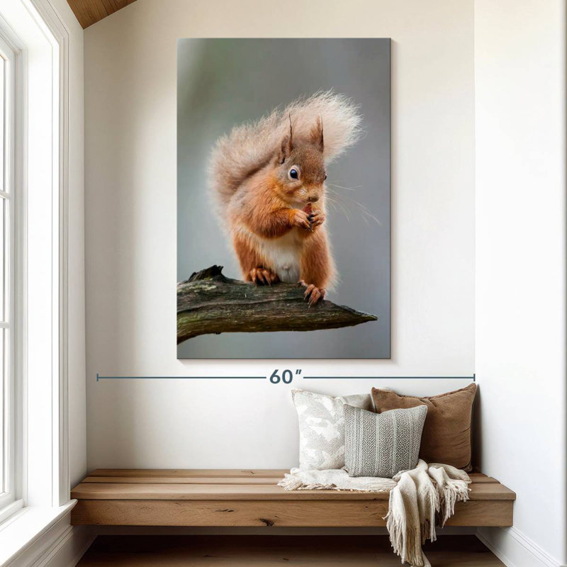 Brampt Red Squirrel Eating On A Branch, 51" H x 34" W