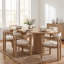Ensemble de table de salle à manger 6 personnes Lyddia avec chaises rembourrées et base à double caisson cannelé-129681404-129681403
