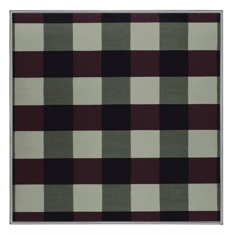Tapis brun à carreaux lavable à la machine, Carré 3 pi