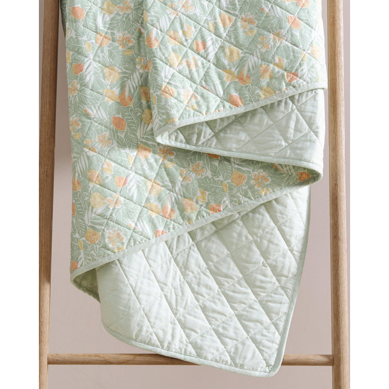 Pineapple Bloom Quilt, Green/Yellow, Queen Quilt + 2 Standard Shams