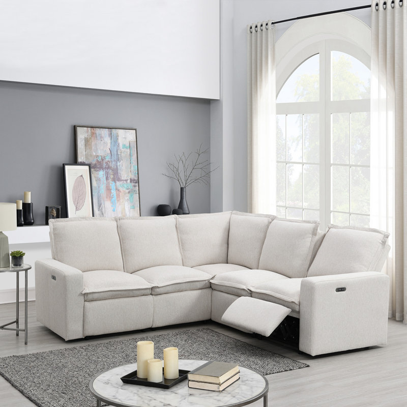 Fauteuil de cinéma inclinable électrique Aaminah, Lin beige