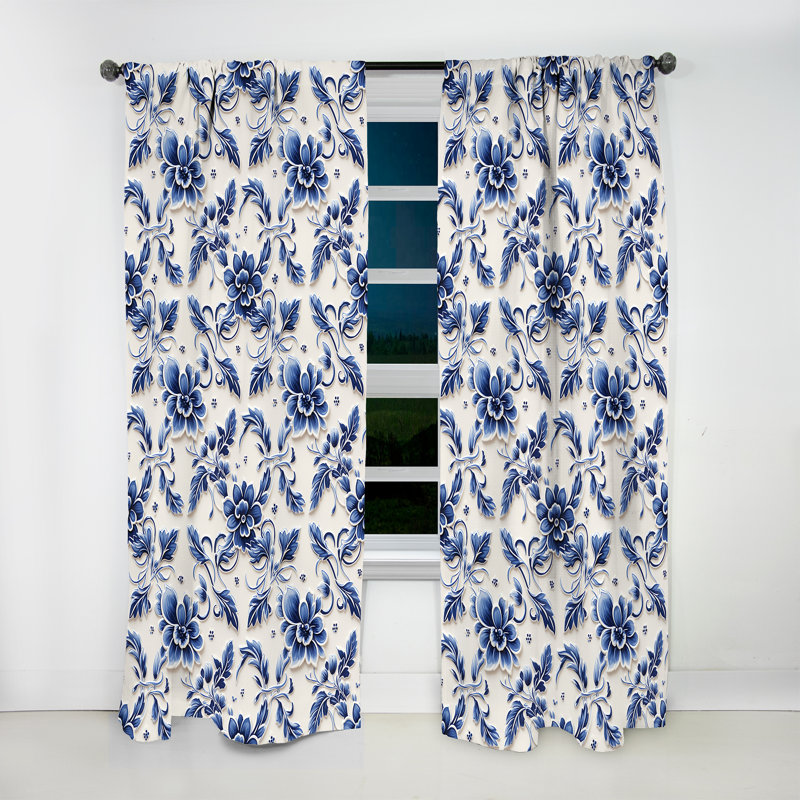 Motif victorien Cobalt, L 52 po x L 108 po