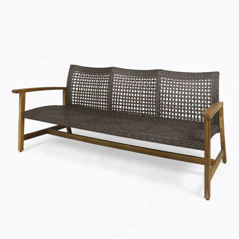 HAMPTON WOOD + WICKER 3 SEATER