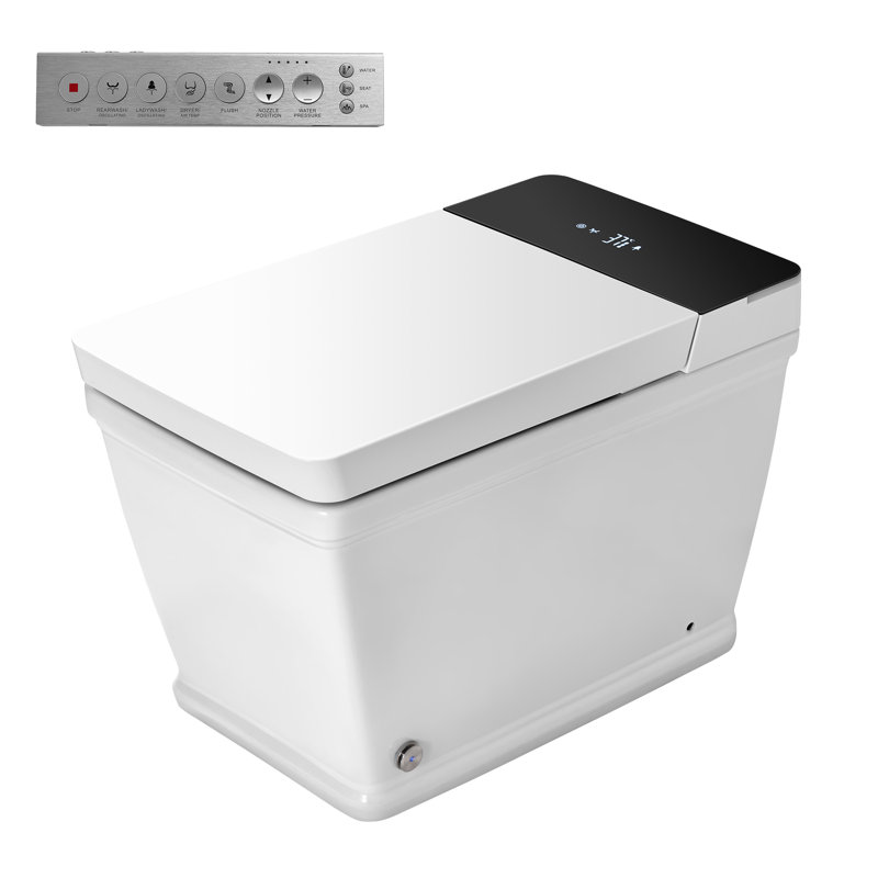 Toilette intelligente une pièce avec siège chauffant, chasse d'eau automatique, lavage de bidet, sécheuse et affichage numérique