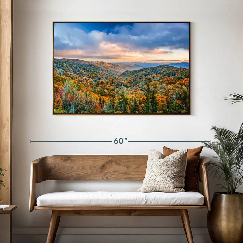 Smoky Mountains at Fall, 46 po x 31 po, Cadre flottant doré