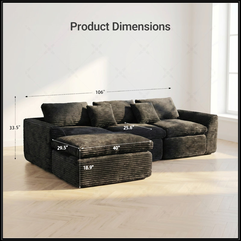Canapé en éponge haute résilience avec coussins de nuage à double couche, configurations multiples, aucune installation requise