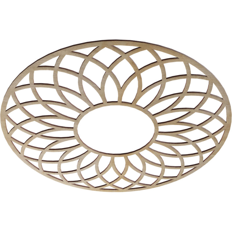 Médaillon de plafond en bois ajouré Cannes, Noyer blanc, H 32 po x l 32 po x P 0,25 po