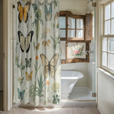 Rideau de douche Botanical Butterflies - Premium