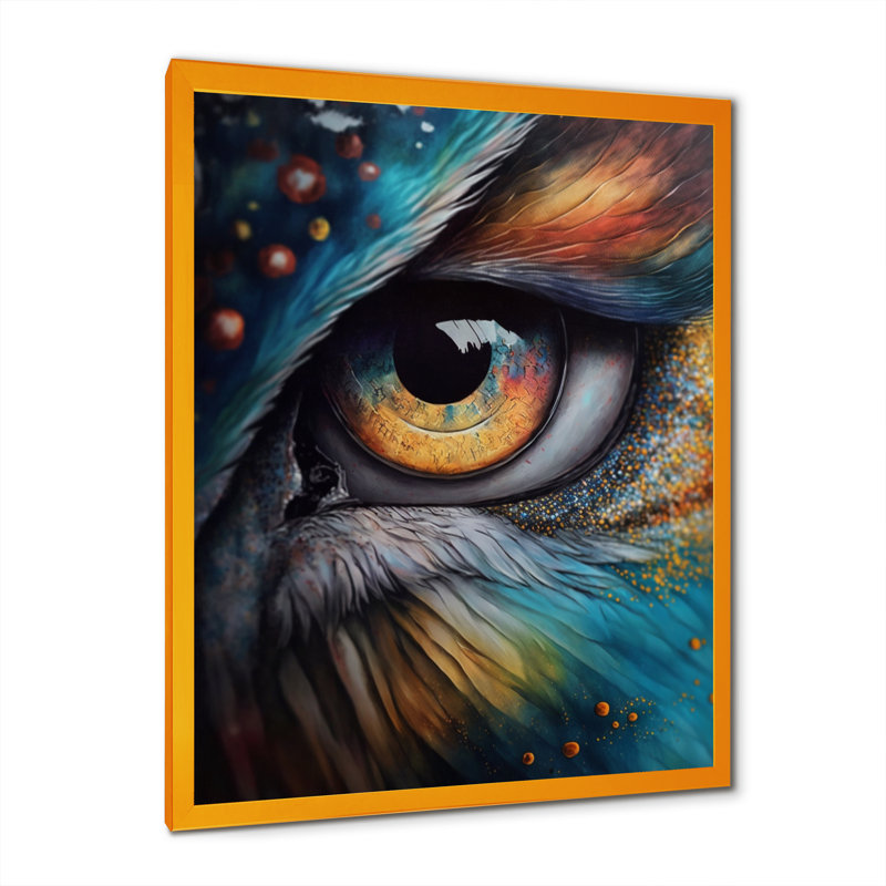 Blue Spirital Owl Eye - Imprimé, Encadrement doré, H 40 po x l 30 po x P 1,5 po