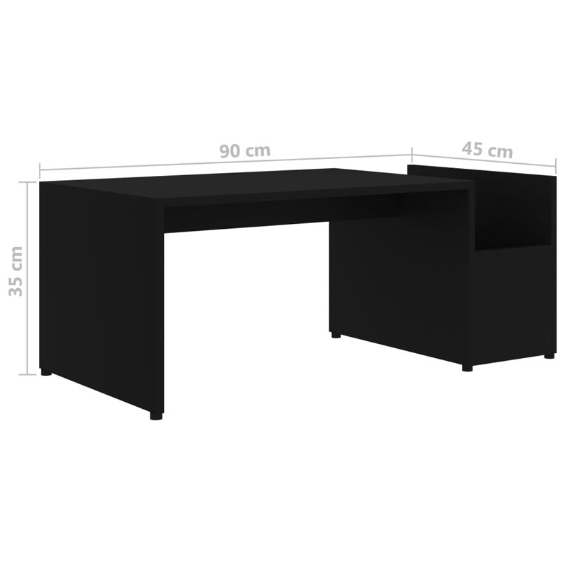 Piccirillo Engineered wood Frame Single Coffee Table with Storage, Black