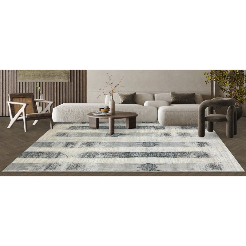 Handmade Silk and Wool Geometric Area Rug, Rectangle 9' x 12'