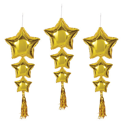 Star Balloons w/Tassels - 3' 9" - Pack of 6
