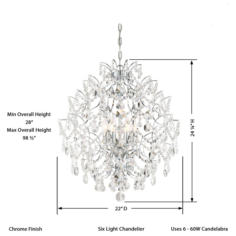 Isabella's Crown 6 - Light Dimmable Globe Chandelier