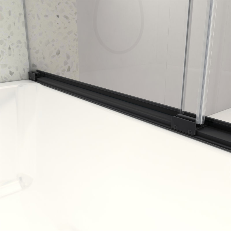 6076 Inch North American Frameless Double Sliding Matte Black Shower Door With Adjustable Soft Closing Function 8Mm Tempered Glass With Nano Easy Cleaning And Stick Explosion-Proof Menbrance