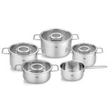 Fissler Pure Collection Stainless Steel Set 9 Piece with Glass Lid