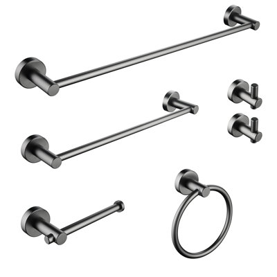 Wall Mounted 6 Piece Bathroom Towel Rack - Gunmetal Black. Aluminum. Resists Corrosion And Scratches. Easy To Up. For Multiple Spaces. 22.28In Depth, 2.55In Width, 2.06In Height, 3.05Lb Weight