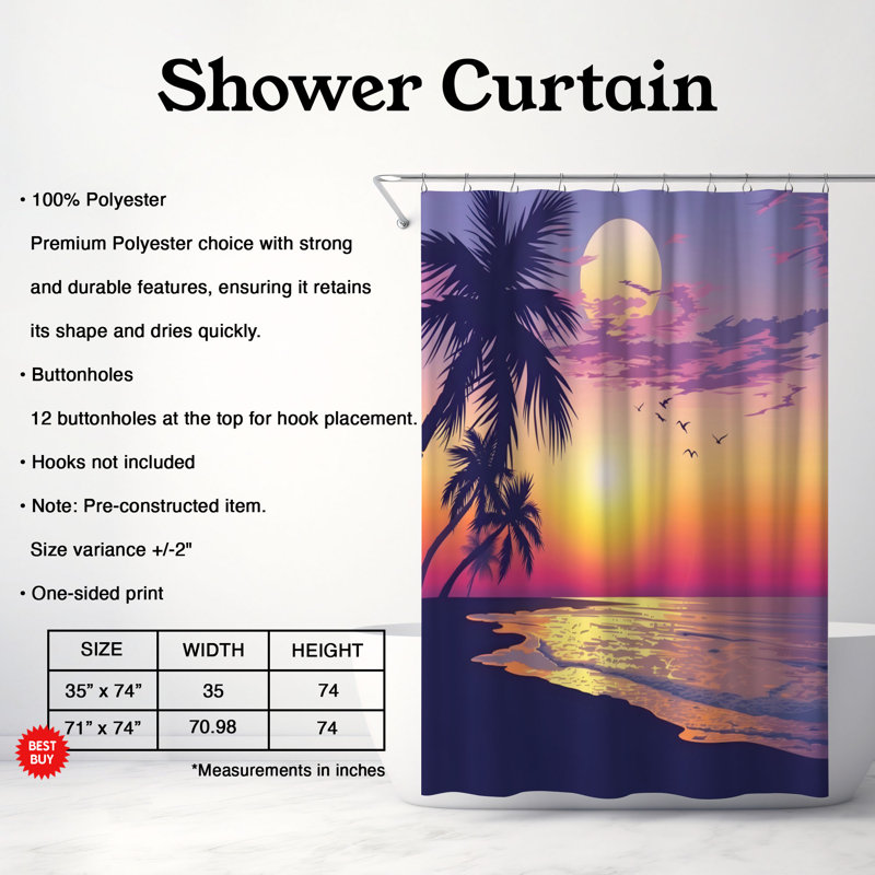Meidell Shower Curtain, 74"H x 71"W
