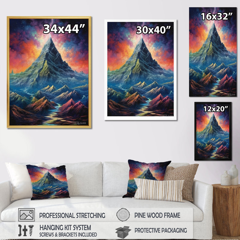 Wagesth Of The Mountain, H 40 po x l 30 po x P 1,5 po, Cadre flottant noir