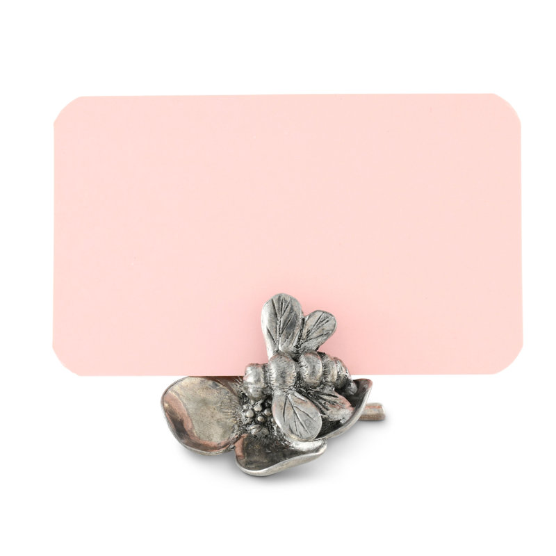 Arche of Bees Pewter Bee on Flower Cheese Markers Place Card Holder