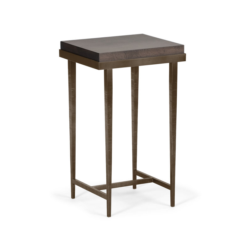 Wick Solid Wood Top Side Table, Espresso Maple, Bronze
