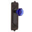 Cobalt Crystal Waldorf Interior Mortise Door Knob with Egg & Dart Long Plate-894468962-894468960