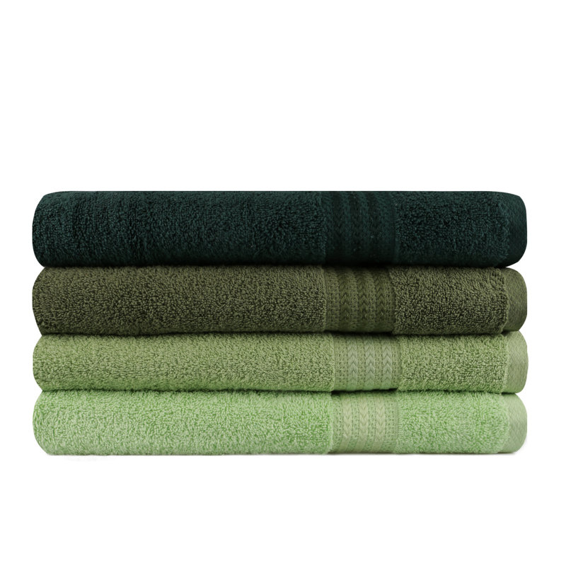 Mayur 4 Pieces Bath Towel Same-Size Bale, Light Green/Olive Green/Green
