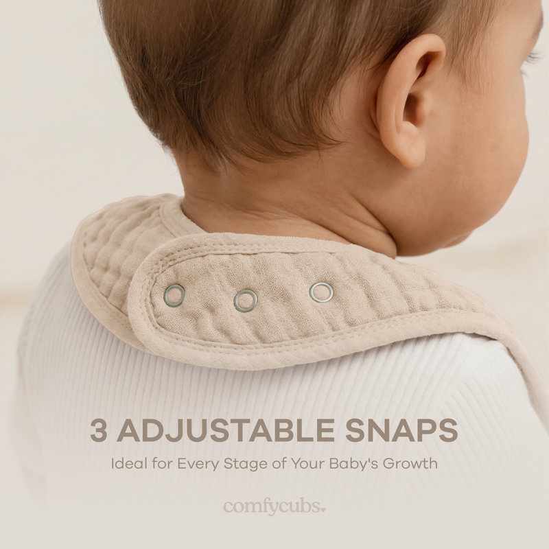 Comfy Cubs Muslin Bibs for Babies - Feeding, Drool and Teething Bib with Adjustable Snaps, Multicolor