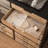 30.7" H Multi-compartment Industrial Storage Cabinet, Solid Wood Panels and Black Metal Frame