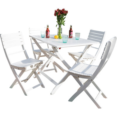 Amaure 4 - Person Acacia Patio Dining Set with Rectangular Table