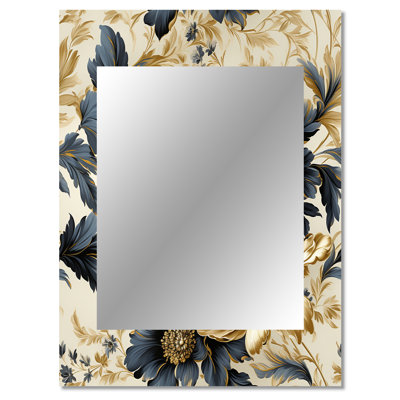 Keamber Gold And White Gilded Damask Reverie - damask  Decorative Mirror, Damask Wall Mirror, Printed Metal Art