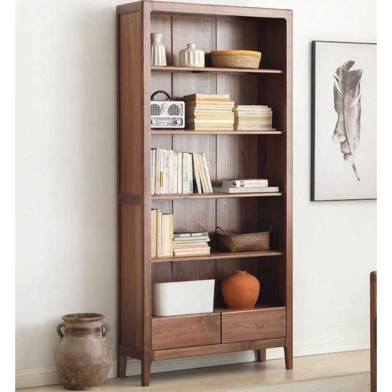 Simple And Modern All-Solid Wood Living Room Floor-To-Ceiling Bookshelf Storage Cabinet